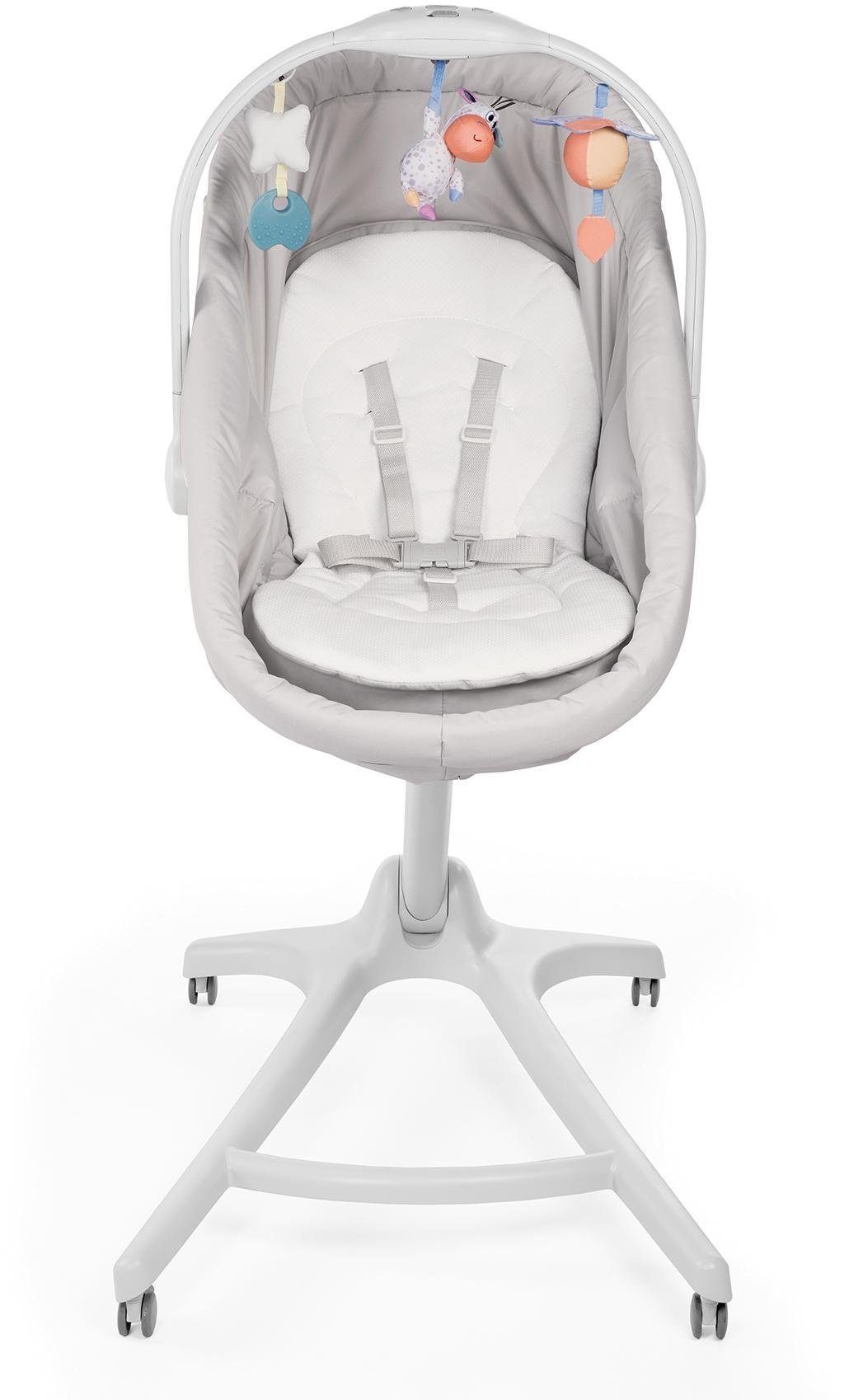 Chicco Kombihochstuhl Baby Hug 4 in 1, Glacial, Stubenwagen, Liegesessel, Hochstuhl und erster Stuhl in Einem!