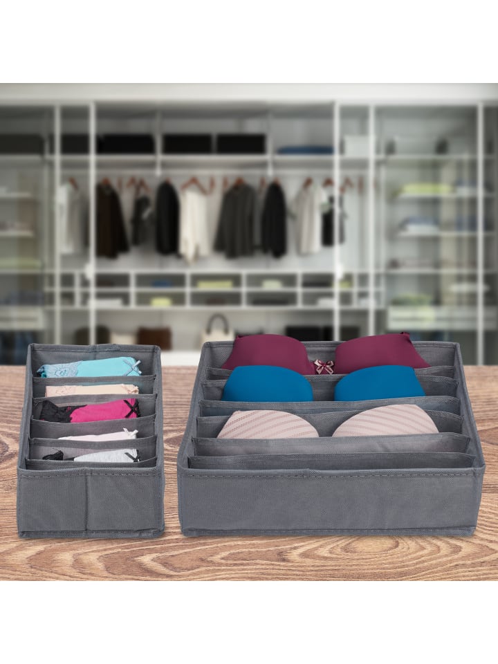 relaxdays 4 tlg. Unterwäsche Organizer in Dunkelgrau günstig kaufen onesize