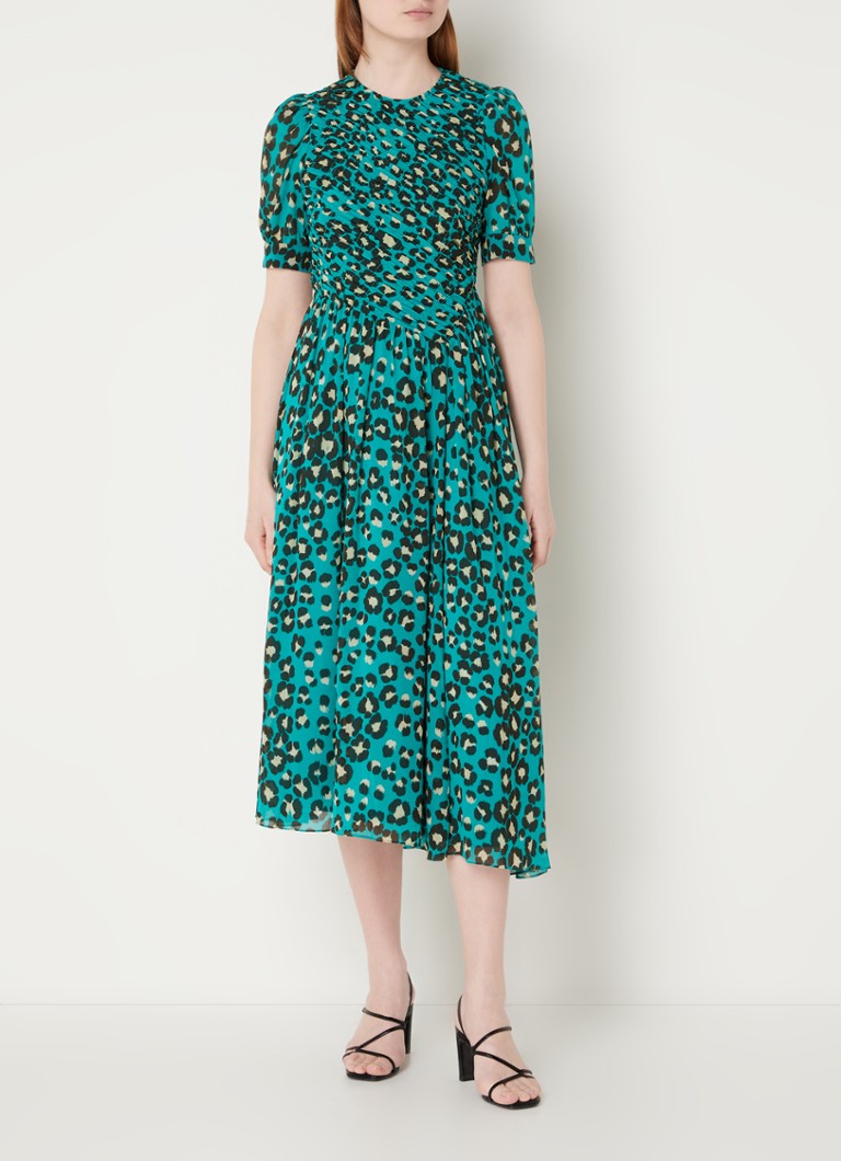 Rochie midi cu imprimeu leopard și mâneci bufante Whistles