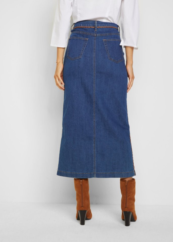 Jeansrock mit PU-Paspel