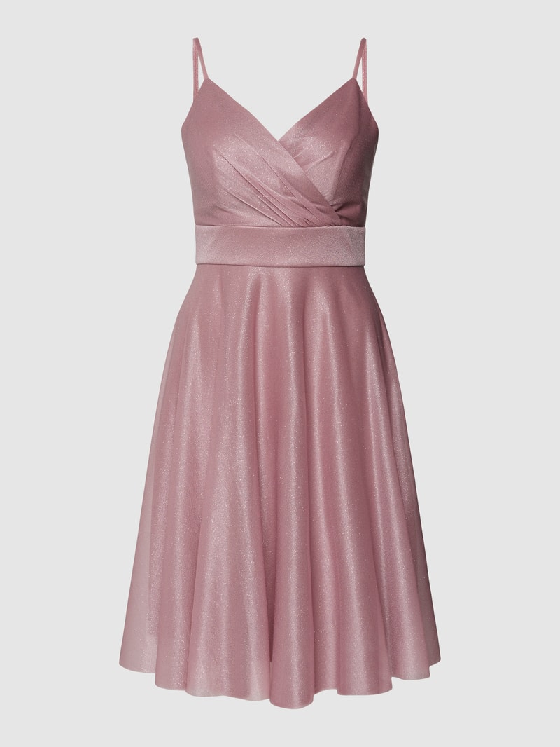 Cocktailkleid mit Spaghettiträgern in mauve