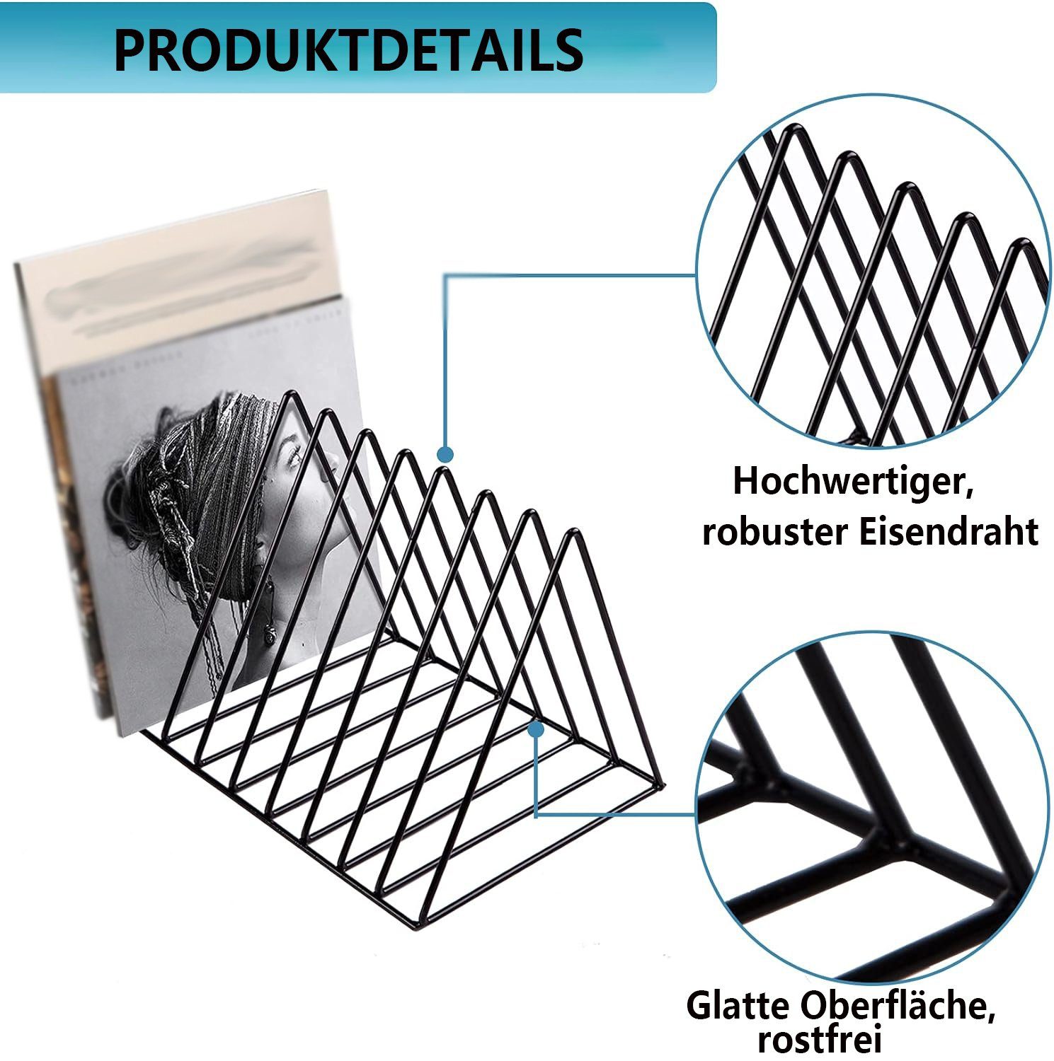 Fokelyi CD-Regal CD-Regal,vertikaler Schallplattenständer für Aufbewahrung,2 Stücke