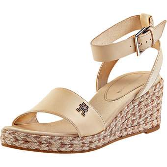 Tommy Hilfiger Colorful Wedge Satin Sandal in beige
