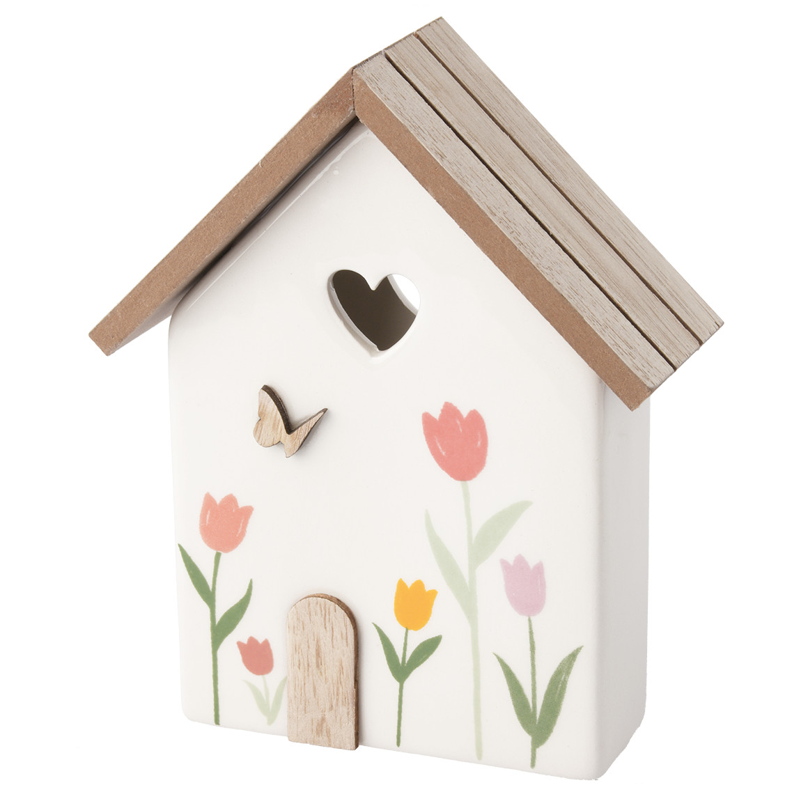 Kleiner Deko-Aufsteller Haus mit Blumen