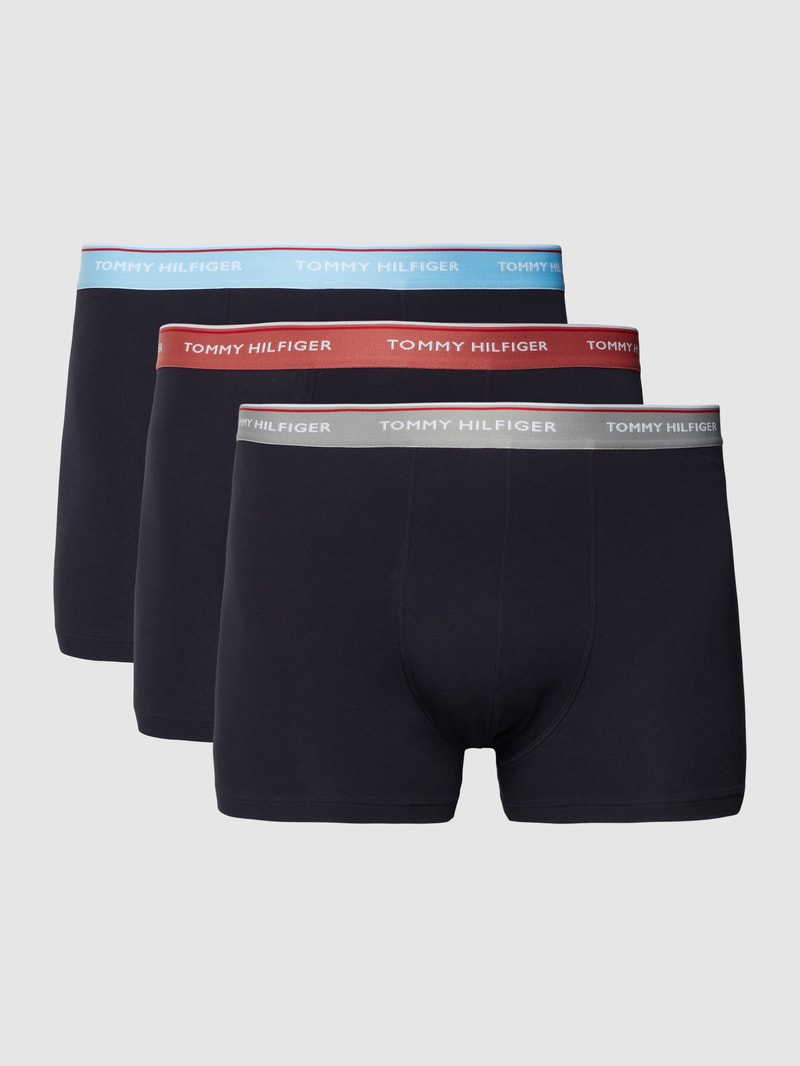 PLUS SIZE Trunks mit Label-Schriftzug im 3er-Pack in marineblau