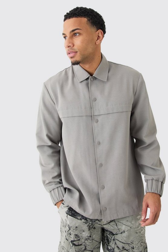 Langärmliges Ripstop-Overshirt mit Druckknöpfen