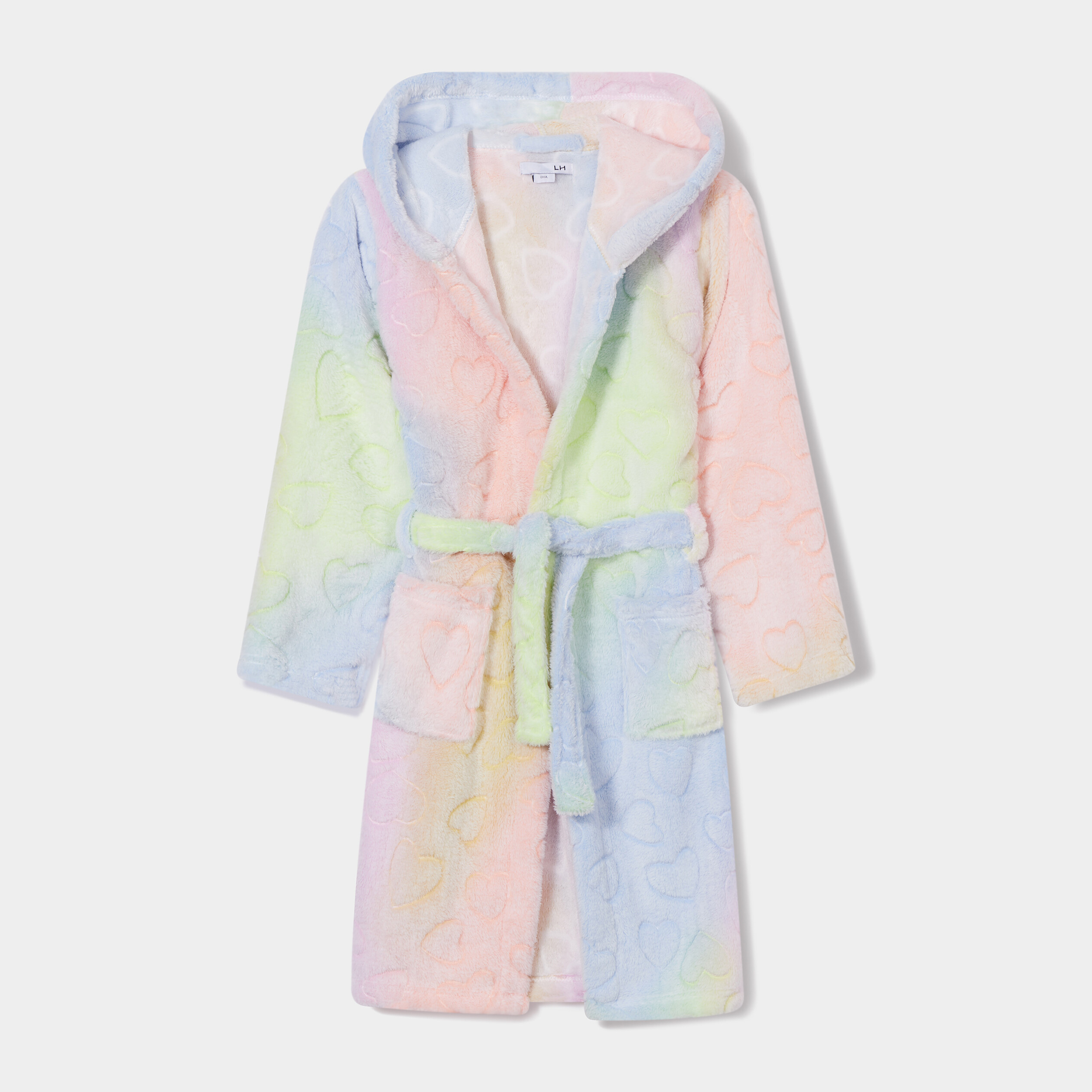 Peignoir pilou ceinturé à capuche multicolore fille | La Halle