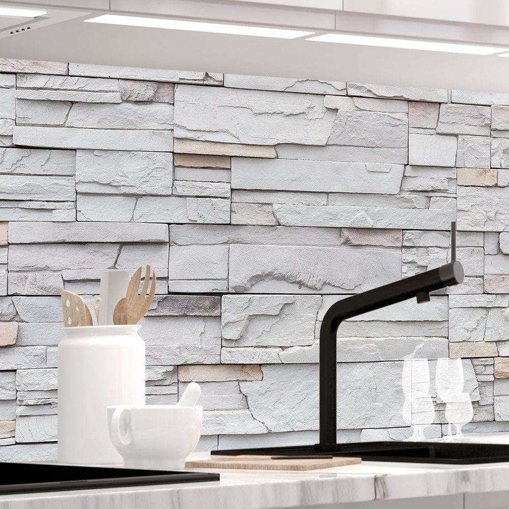 Stickerprofis Küchenrückwand BRUCH STEINWAND, (Premium), hält auf besonders vielen Öberflächen