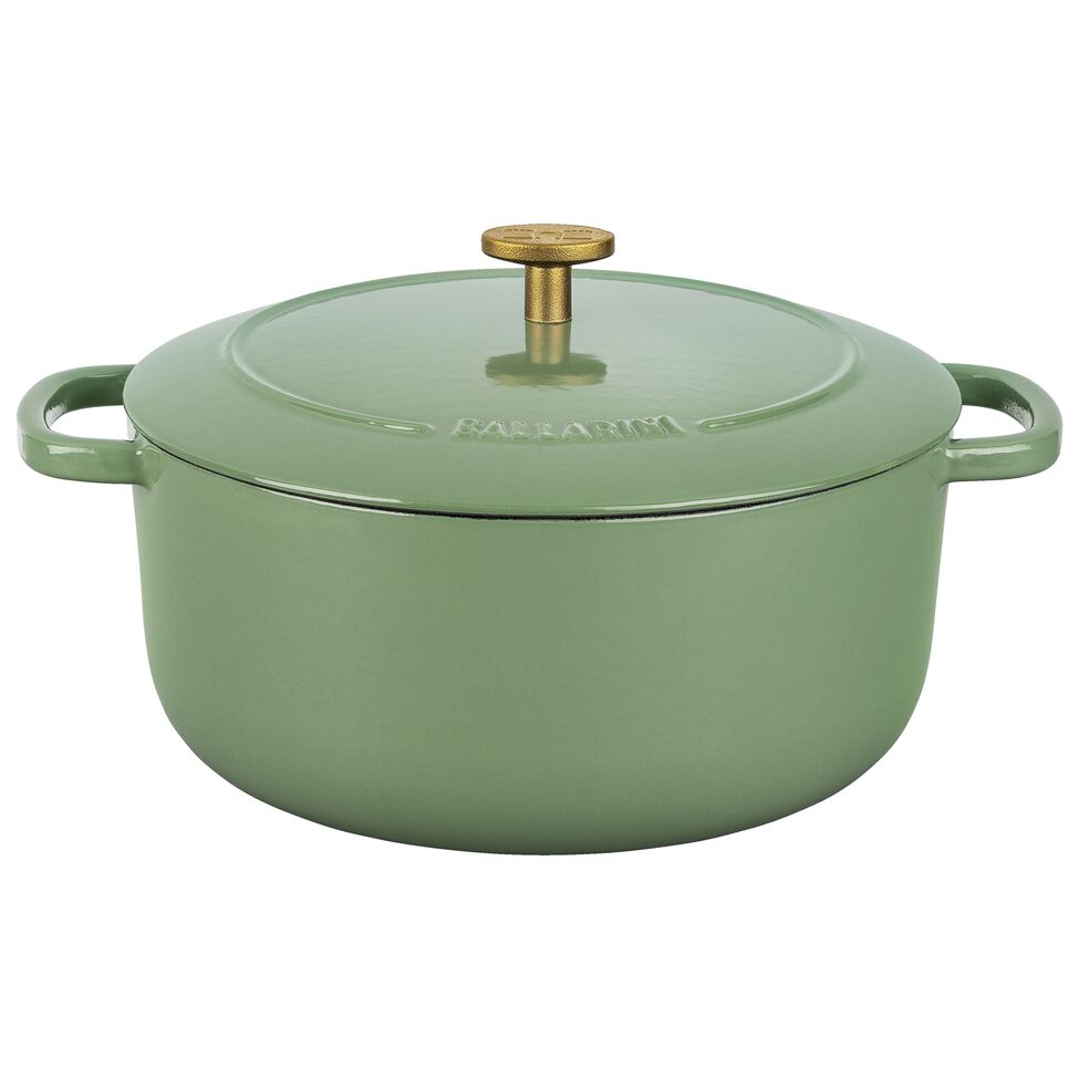 Cocotte 24 cm, rund, Grün, Gusseisen