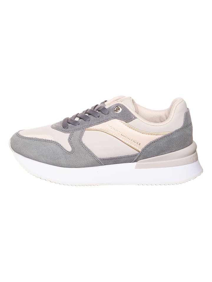 Tommy Hilfiger Shoes Leder-Sneakers in Grau/ Rosa günstig kaufen 39