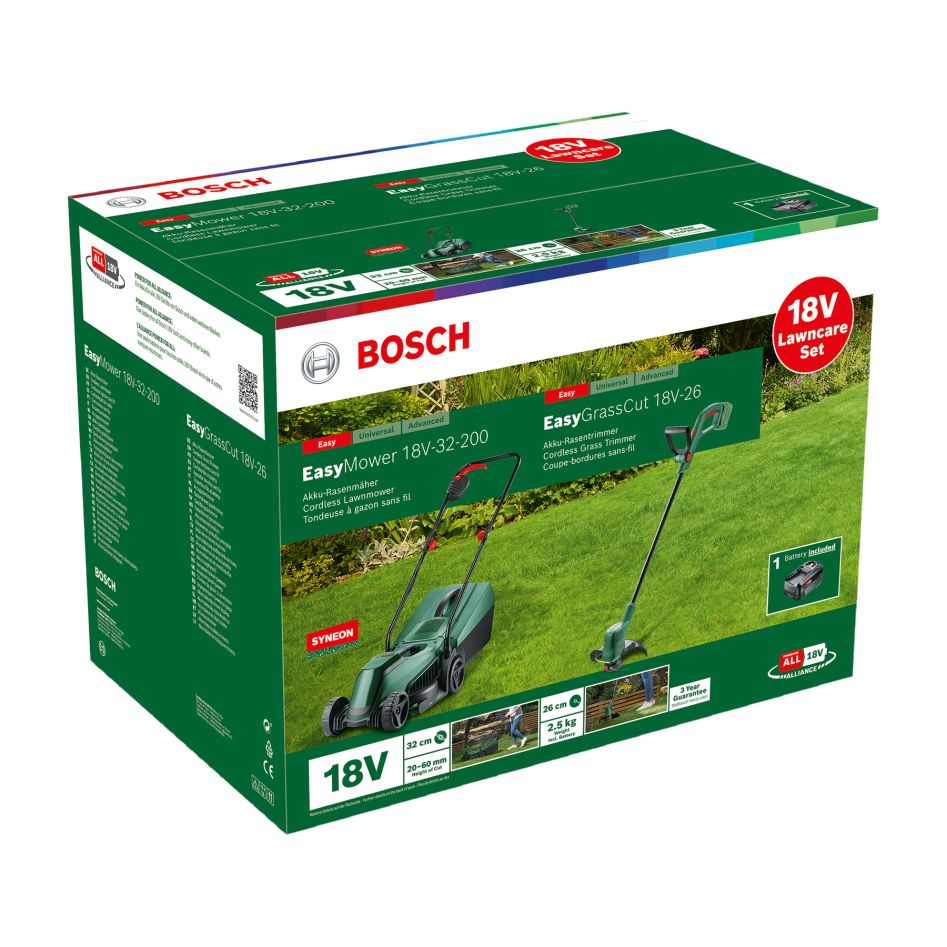 Bosch Groen 06008B9D02 EasyMower 18V-32-200 + EasyGrassCut 18V-26 BT Combiset 1 x 4,0 Ah na žebřík AL1830
