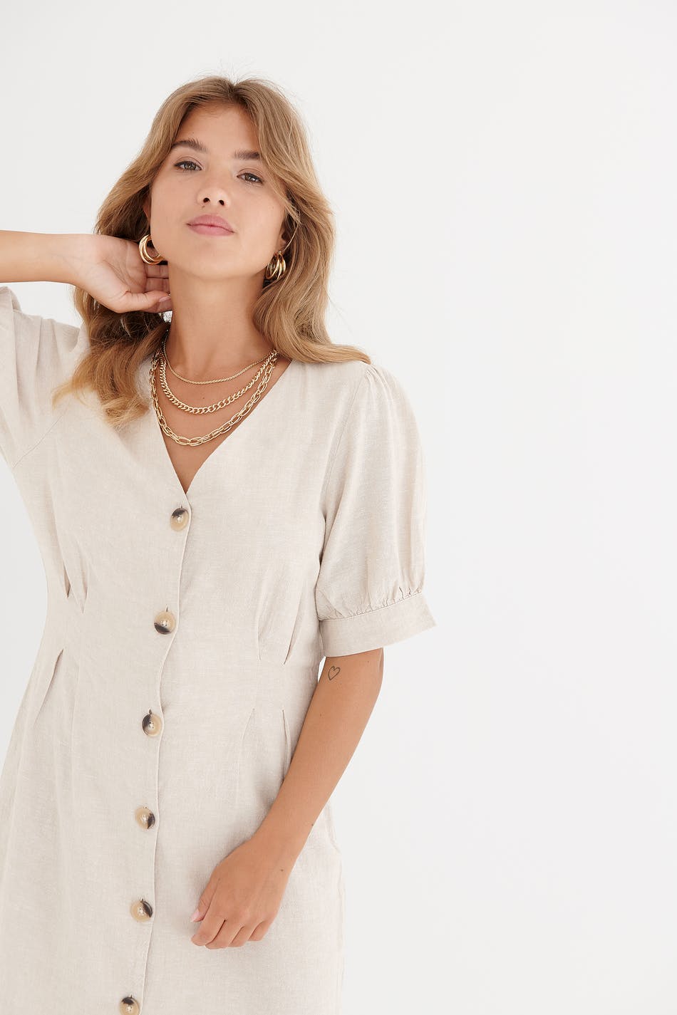 Lo button down linen dress