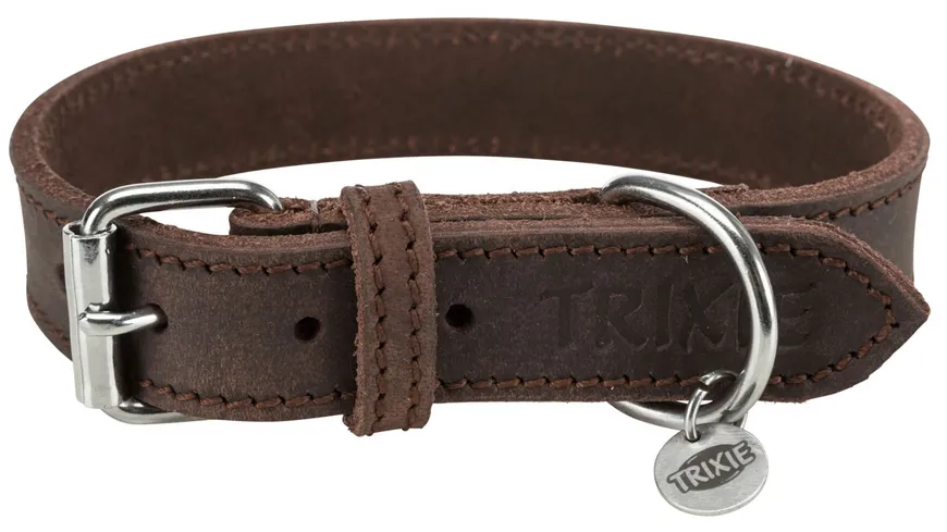 Trixie Rustic Fettleder Halsband dunkelbraun S-M