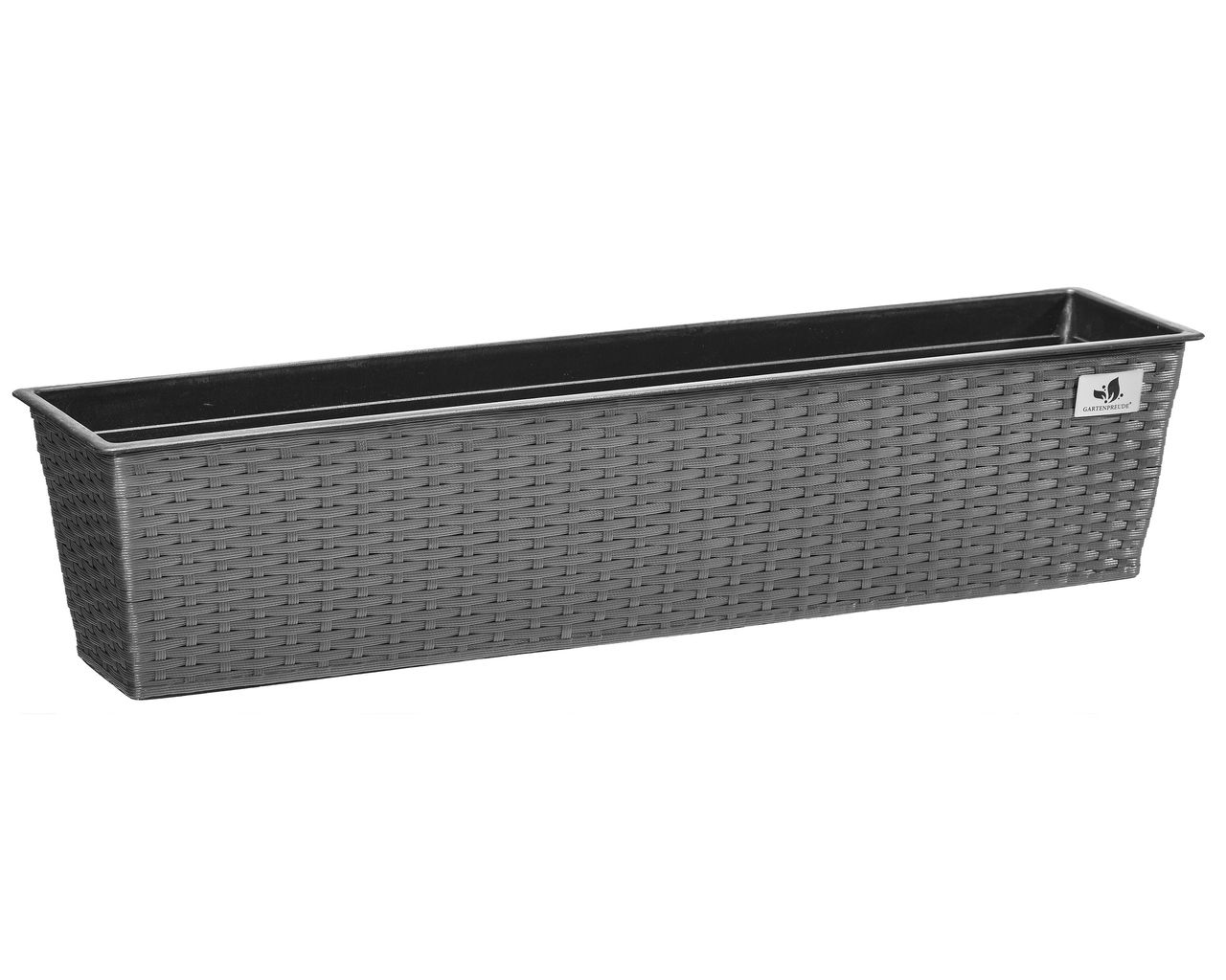 Weles Polyrattan Balkonkasten inkl. Aufhängung, 80 x 19 x 18 cm, mit Bewässerungssystem, grau