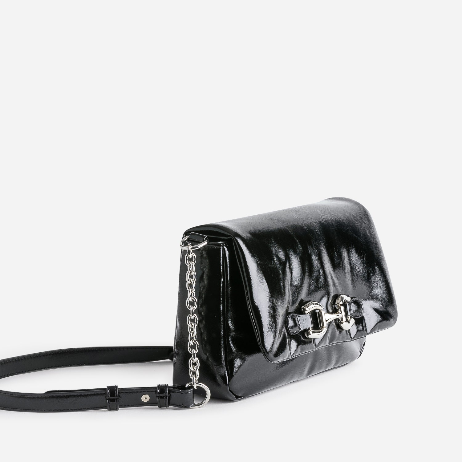 Sac à main TEXTO noir glacé décor mors