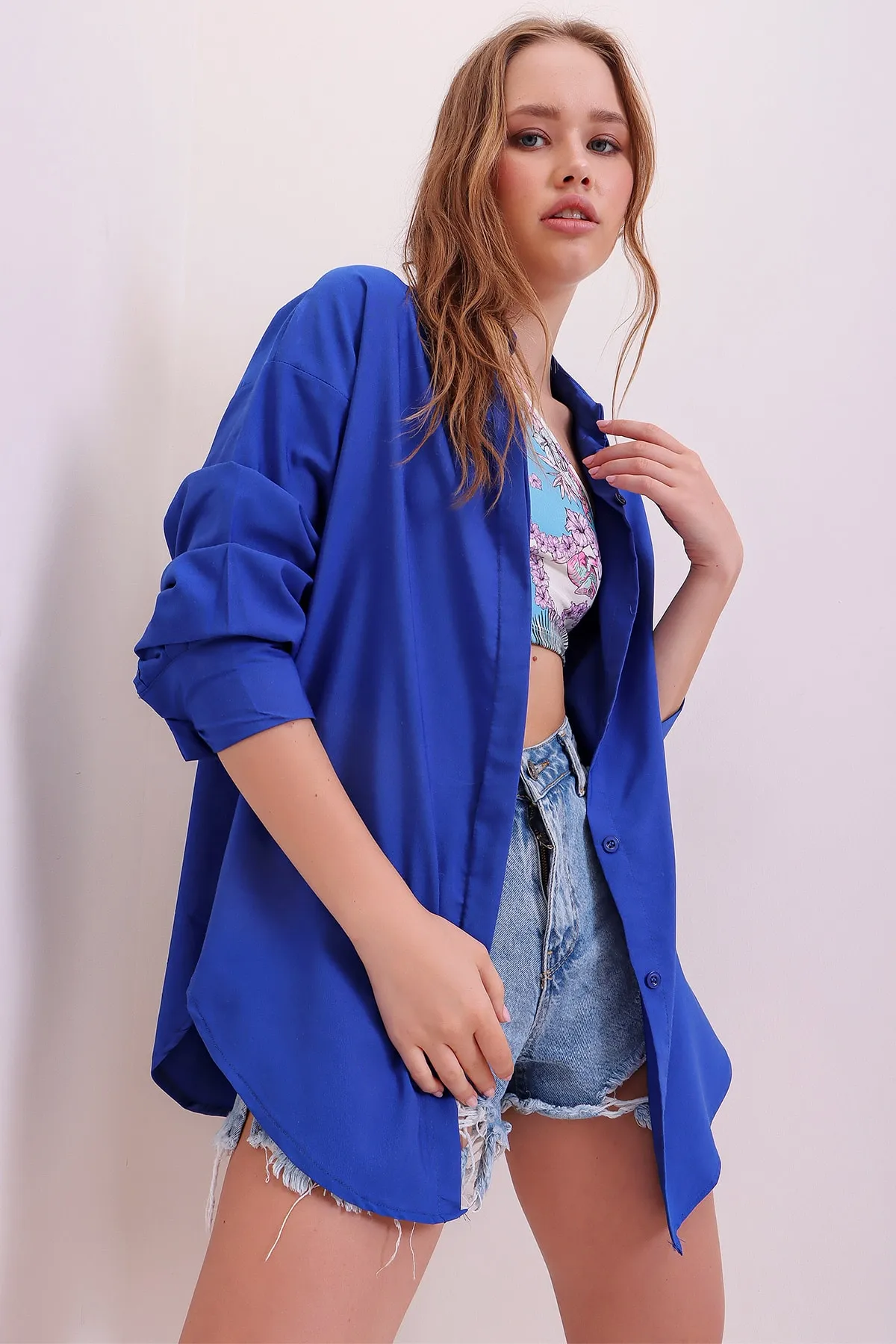 Trend Alaçatı Stili  Hemd - Dunkelblau - Relaxed Fit