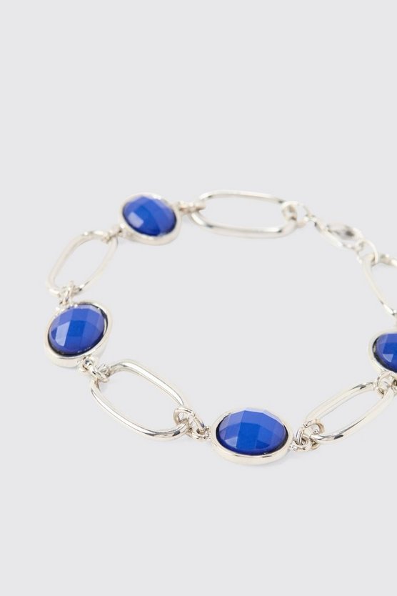 Chain Bracelet With Gem Stones In Silver