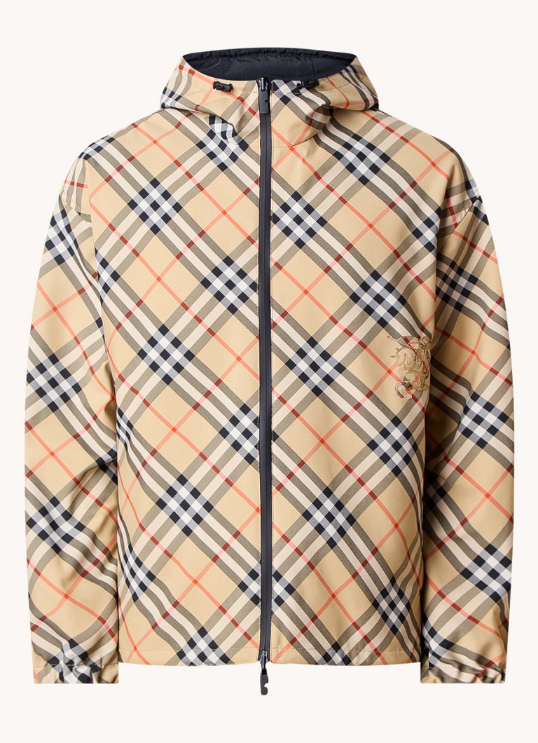 Burberry jacket with side pockets and check pattern