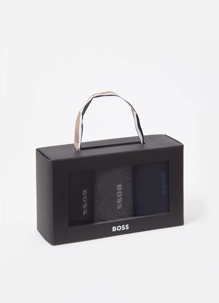 HUGO BOSS -sukat logolla 3 kappaleen lahjapakkauksessa