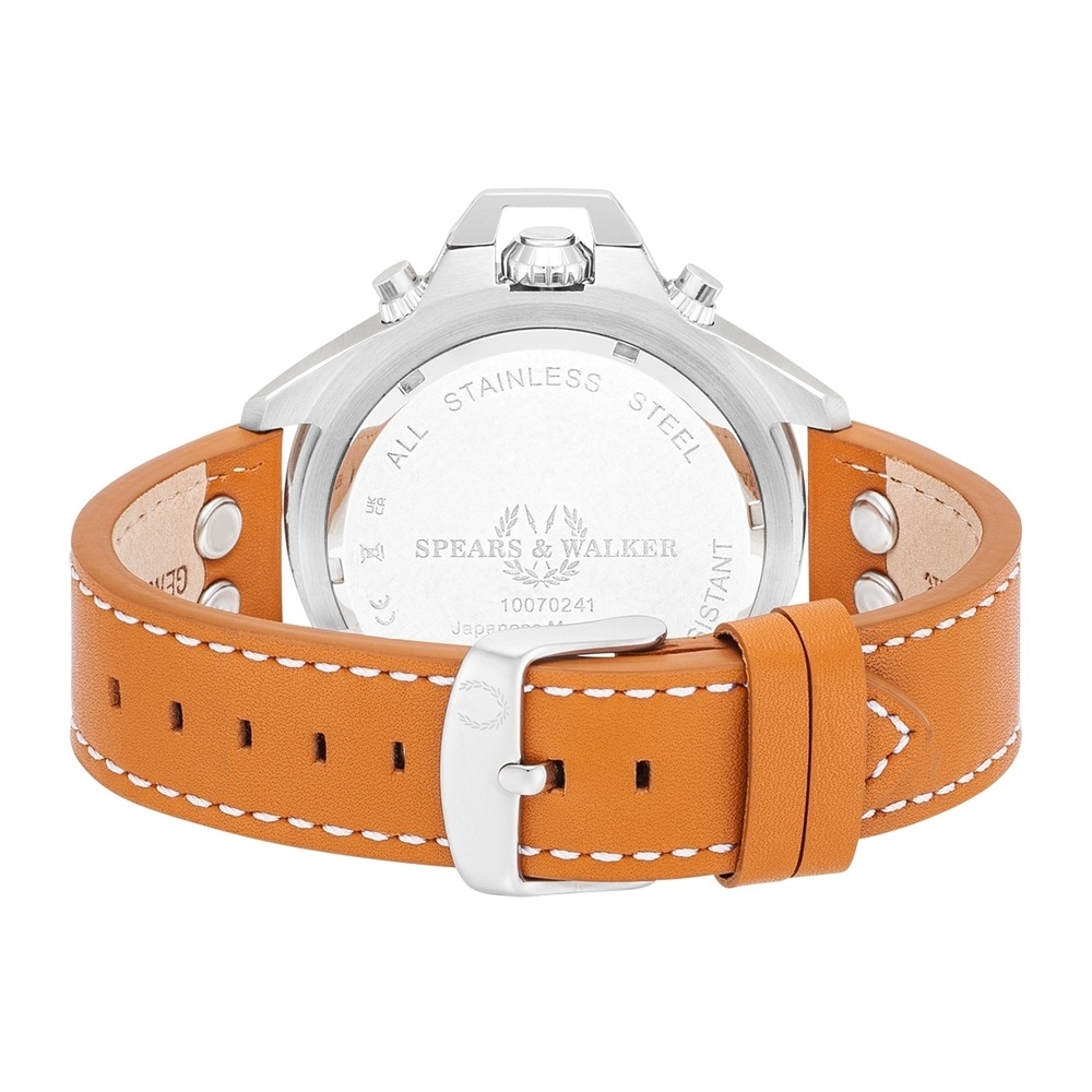 Spears & Walker Montre à quartz Varus II Argent Cuir véritable en Cognac Montre