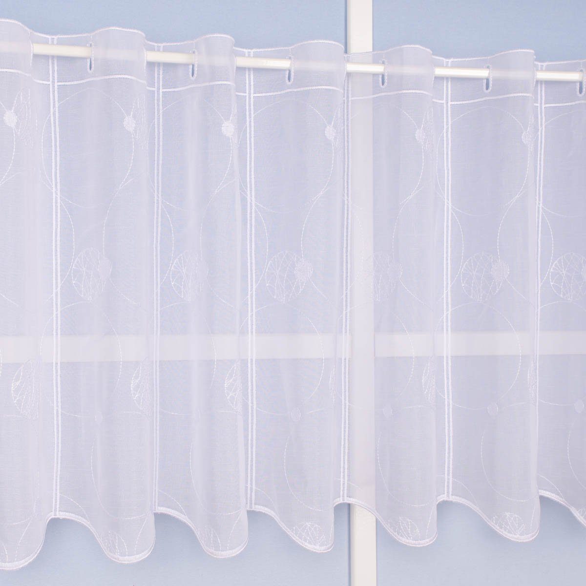 Meterware Scheibengardine Stickerei Meterware Leinenstruktur Voile nähfrei Krei, SCHÖNER LEBEN., Stickerei/Stickstoff, pflegeleicht