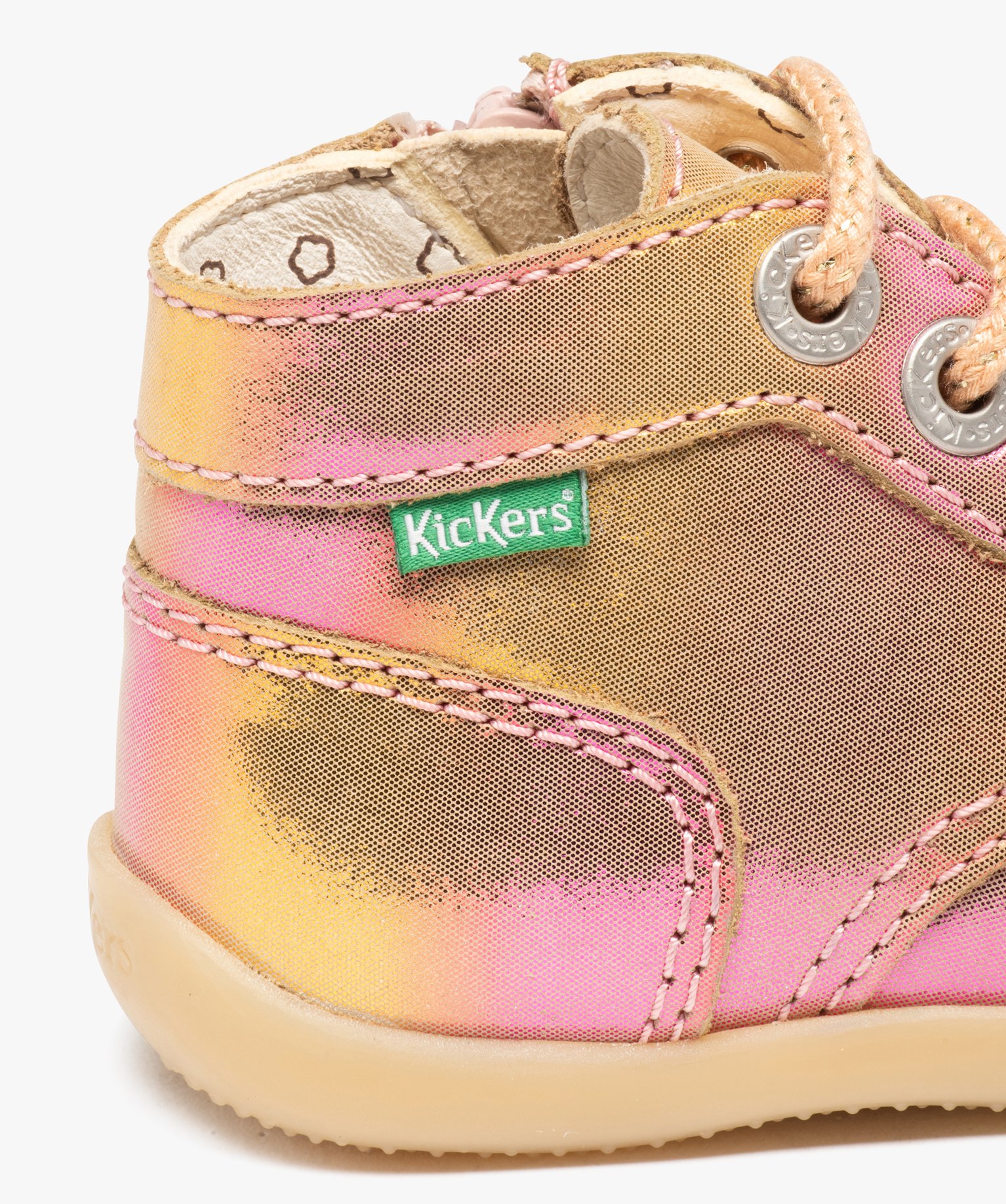 Bottillons premiers pas bébé fille en cuir Kickers multicolore | GEMO