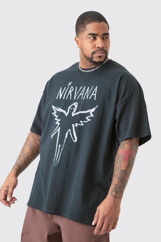Plus Oversize T-Shirt mit lizenziertem Nirvana-Print