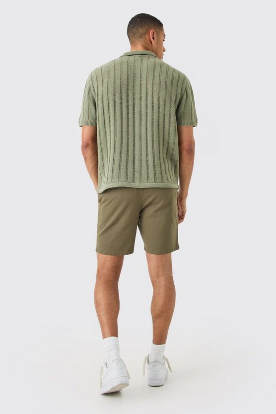 Slim-Fit Khaki Chino-Shorts