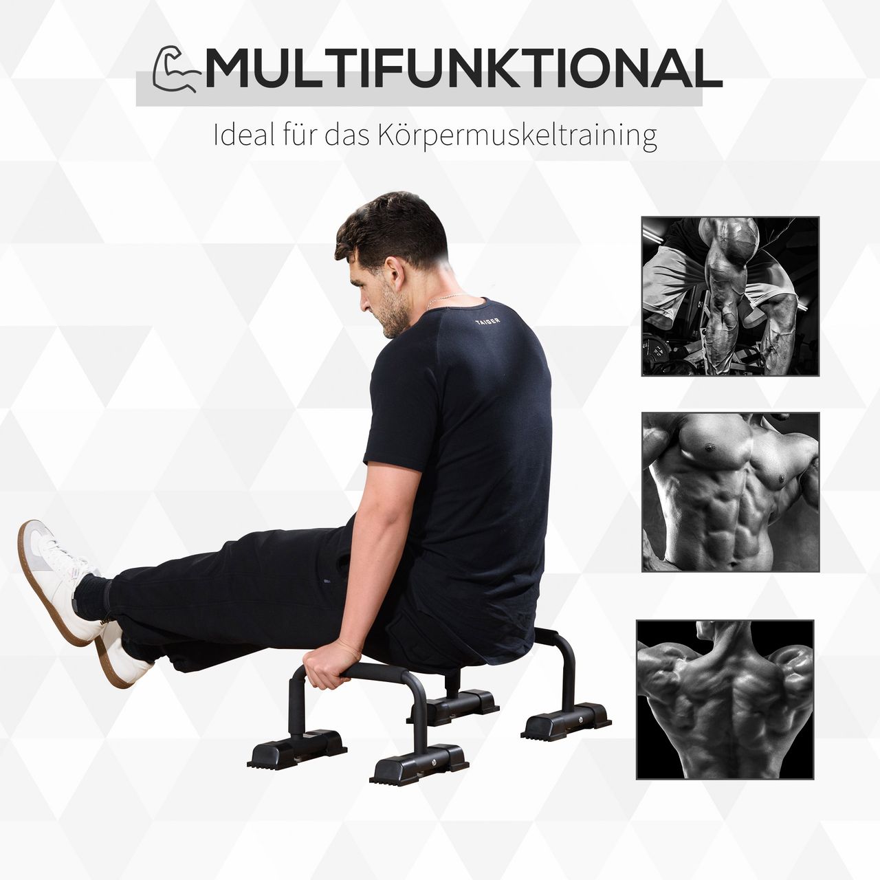 HOMCOM Liegestützgriffe 2er Set rutschfest Push Up Griffe Push up Bars Parallettes Liegestützen für Muskeltraining und Krafttraining Stahl