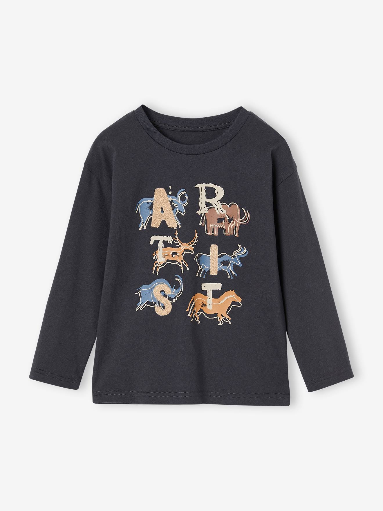 Vertbaudet Jungen Shirt mit Urzeit-Tier - anthrazit