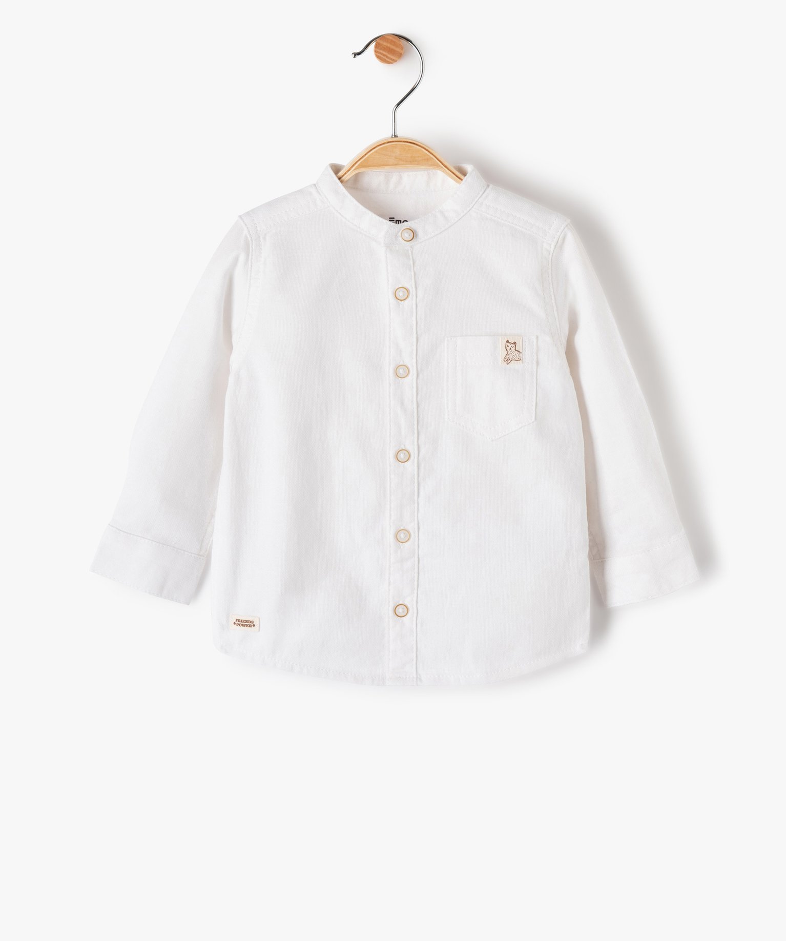 Chemise bébé Garçon manches longues avec col mao ecru | GEMO