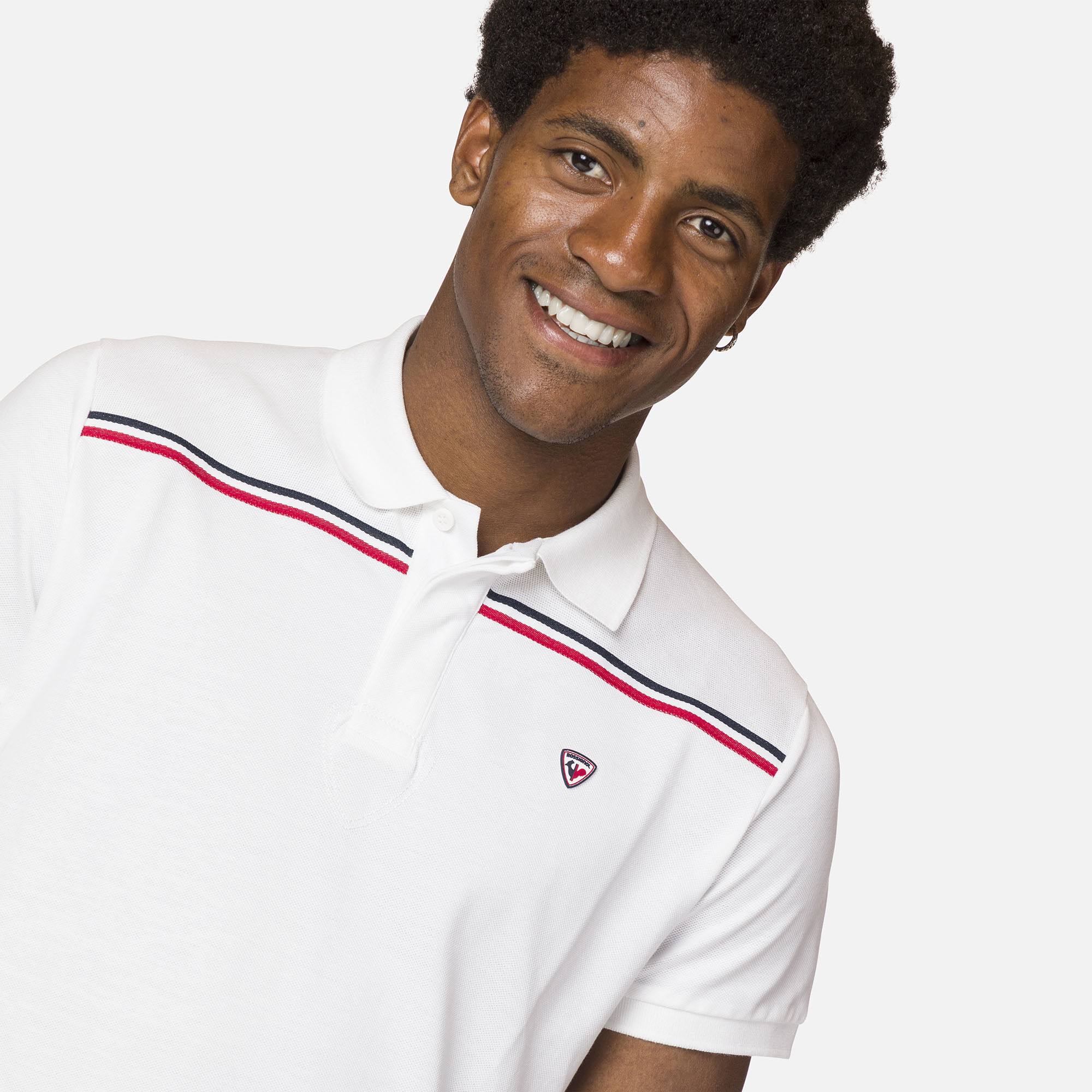 Polo logo avec rayure homme