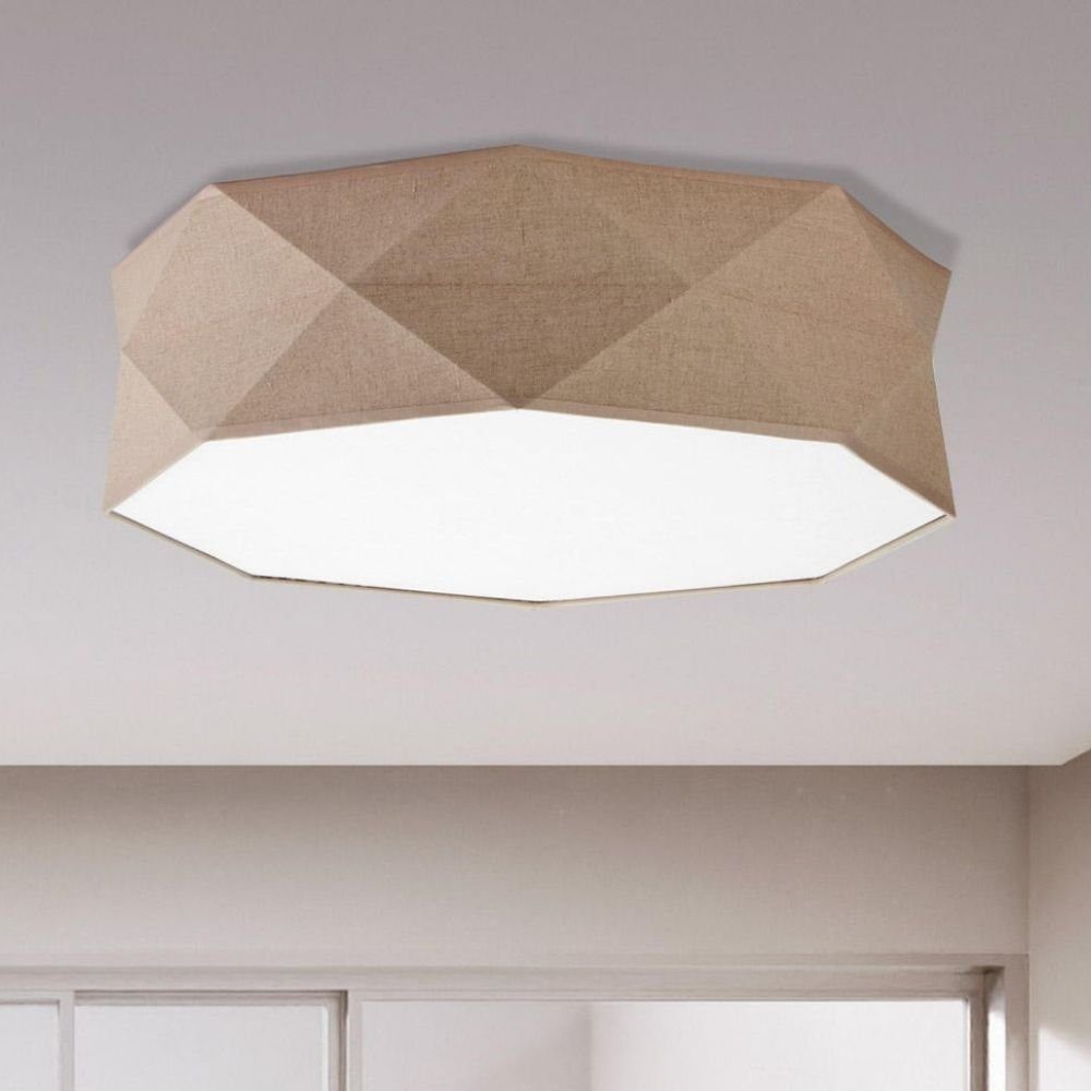 famlights Deckenleuchte, Deckenleuchte Samuel aus Stoff in Beige 4xE27 rund, keine Angabe, Leuchtmittel enthalten: Nein, warmweiss, Deckenlampe, Deckenbeleuchtung, Deckenlicht