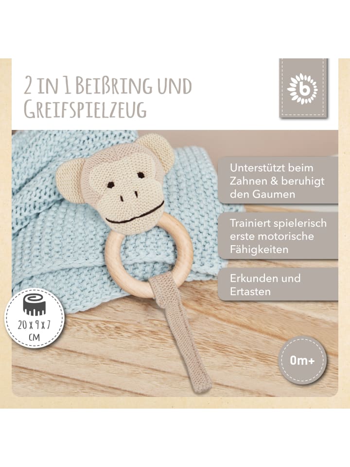 Bieco Spielwaren Greifling Holz Natur und Baumwolle mit Rassel Affe - ab Geburt in Braun günstig kaufen onesize