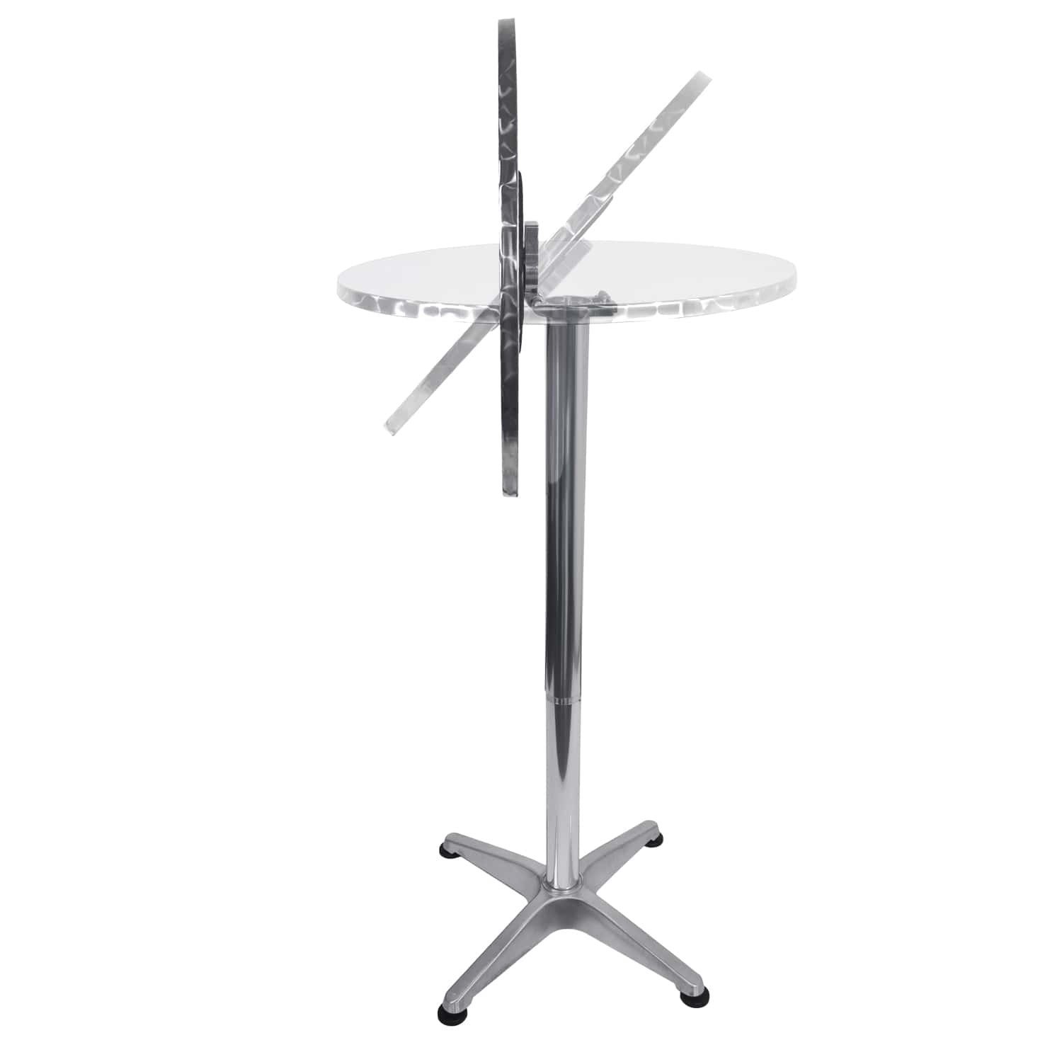 TroniTechnik Klapptisch Stehtisch Bistrotisch klappbar Ø 60cm, Aluminium und Edelstahl (in Weiß aus Aluminium, für Terrasse, höhenverstellbar bis 110cm), 2in1 Ø 60cm, wetterfest