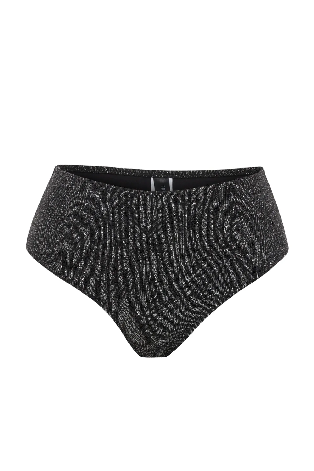 Trendyol Collection  Schwarze, silbrige Bikinihose mit hoher Taille und normalem Beinverlauf TBESS23BA00241