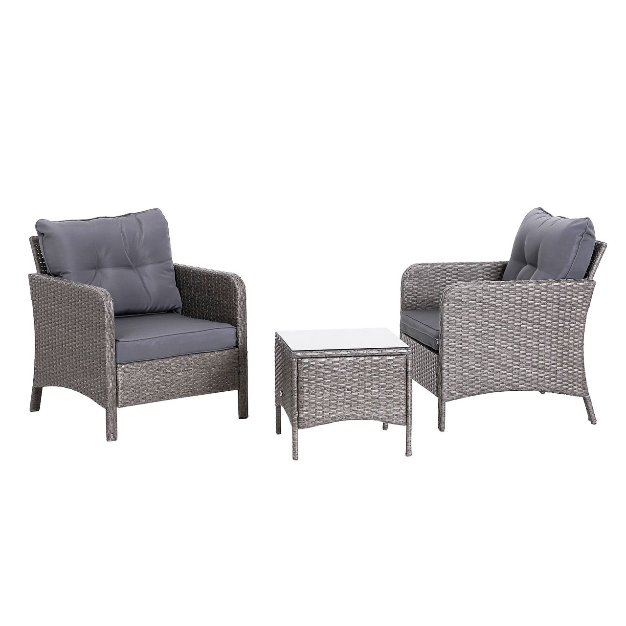 Outsunny 5-tlg. Polyrattan Gartenmöbel Sitzgruppe Gartenset Sofagarnitur mit Kissen Dunkelgrau