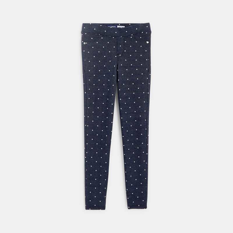 Jeggings chauds à pois blancs fille