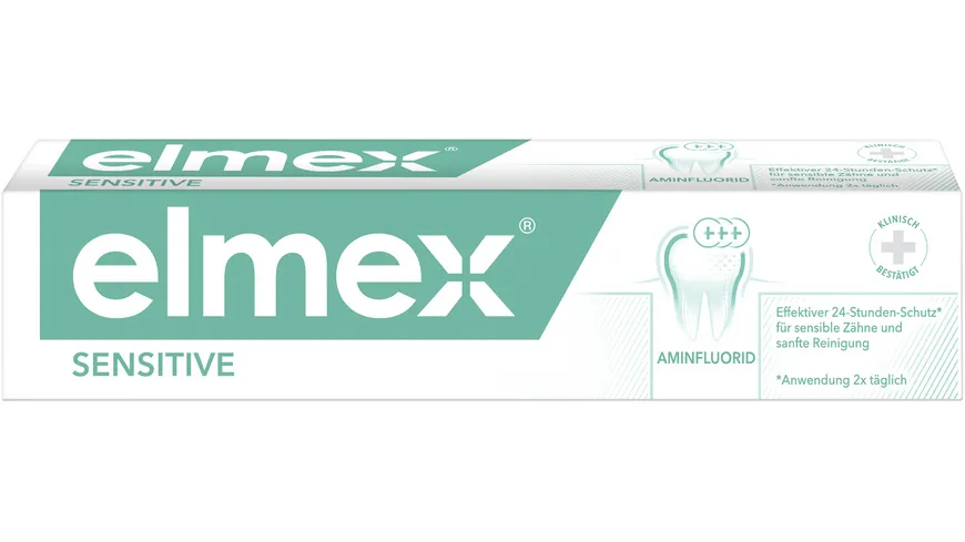 elmex Zahnpasta Sensitive – sanfte Zahnreinigung und Schutz für schmerzempfindliche Zähne – für starke Zähne und gegen Karies 75 ml