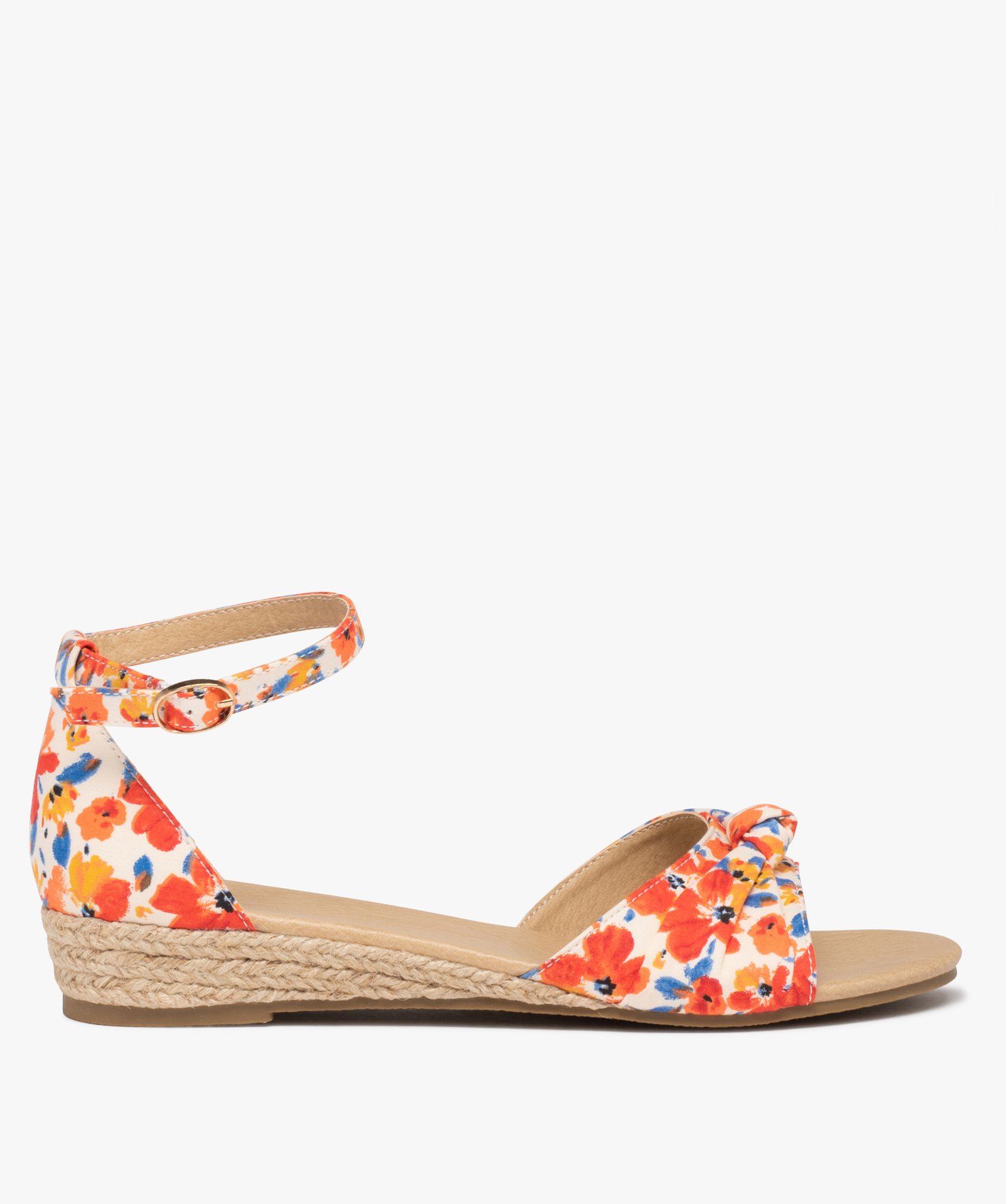 Sandales femme à petit talon compensé et dessus drapé multicolore | GEMO