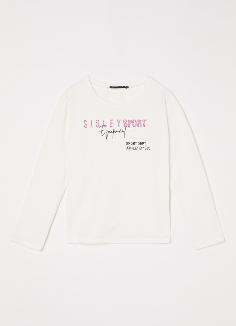 Sisley Young garās piedurknes krekls ar logotipa apdruku un mirdzumiem