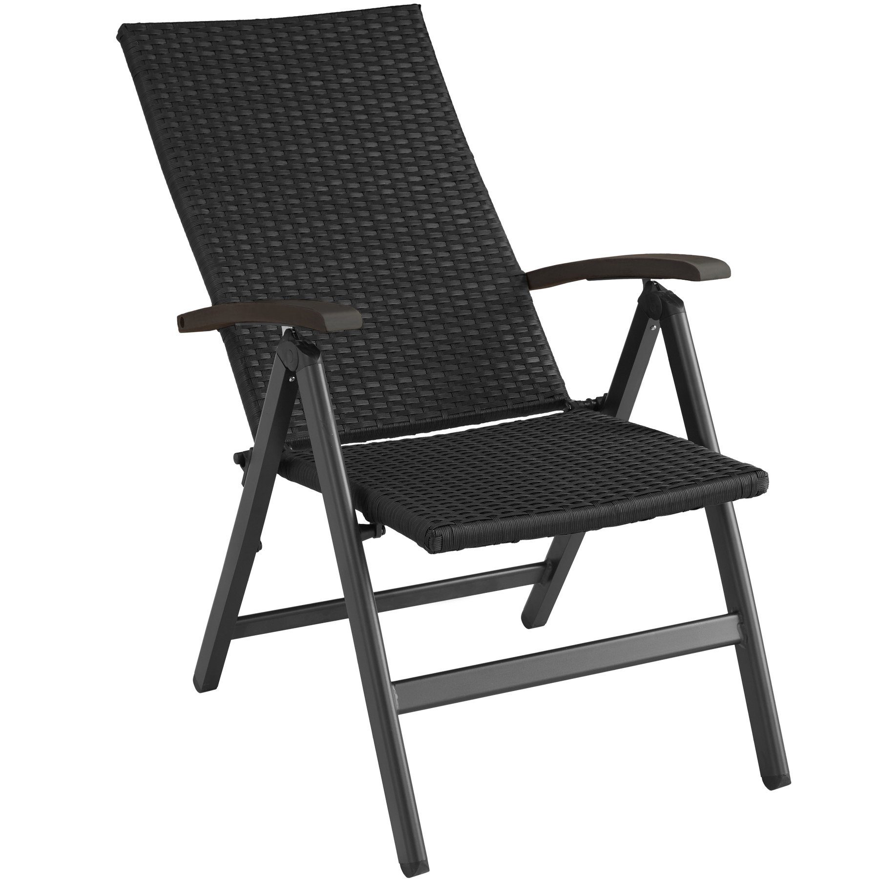 tectake Rattanstuhl Canberra (1er, 1 St), Verstellbare Rückenlehne