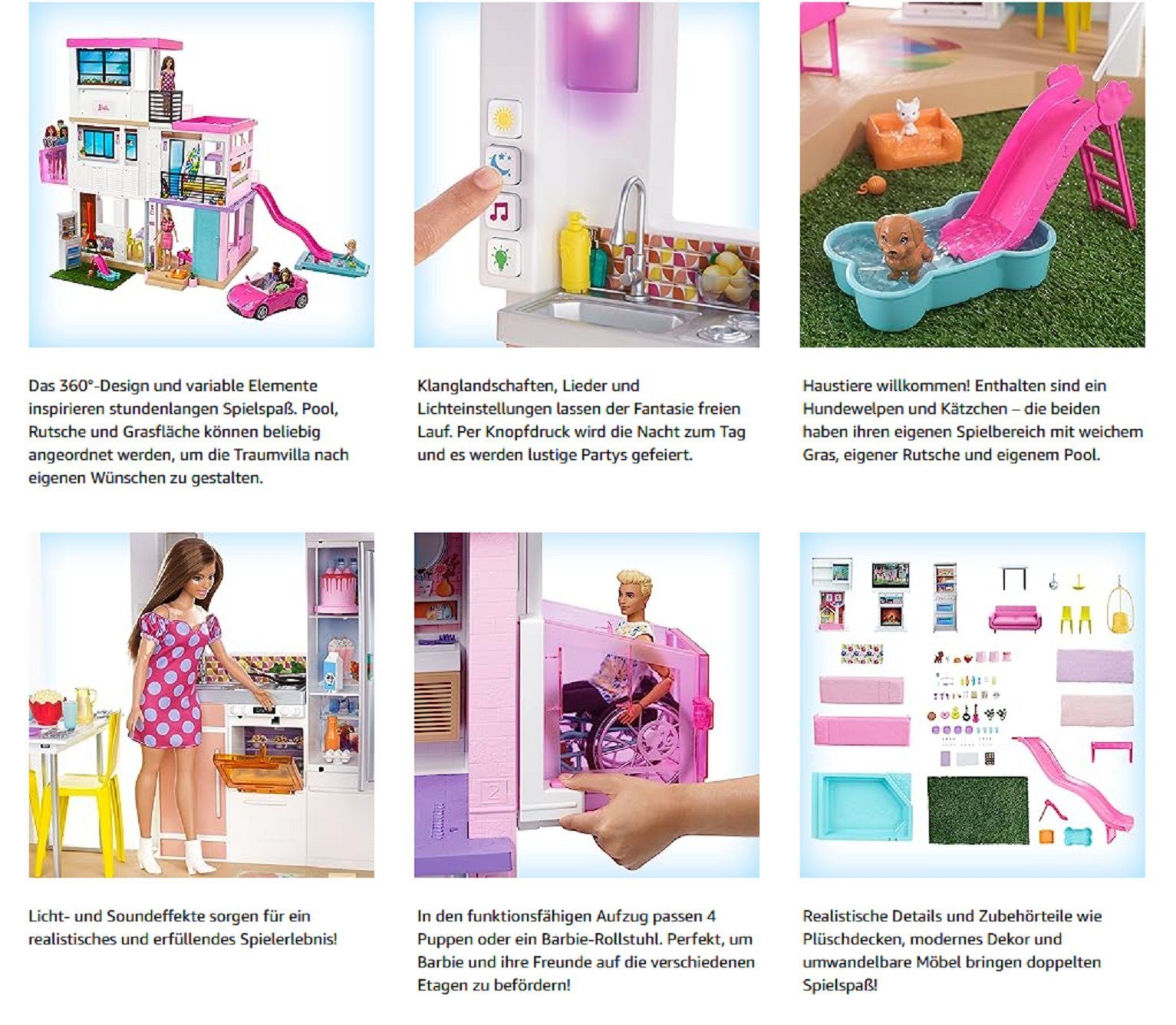 Barbie Puppenhaus Dream House 3 stöckig, (Mehrteiliges Set, Puppenhäuser, Film, 75-tlg., Puppenhaus, Barbiehaus, Puppenvilla), Puppenhaus, Barbie, XXL groß, the Movie, ab 3 Jahren, Puppenstube