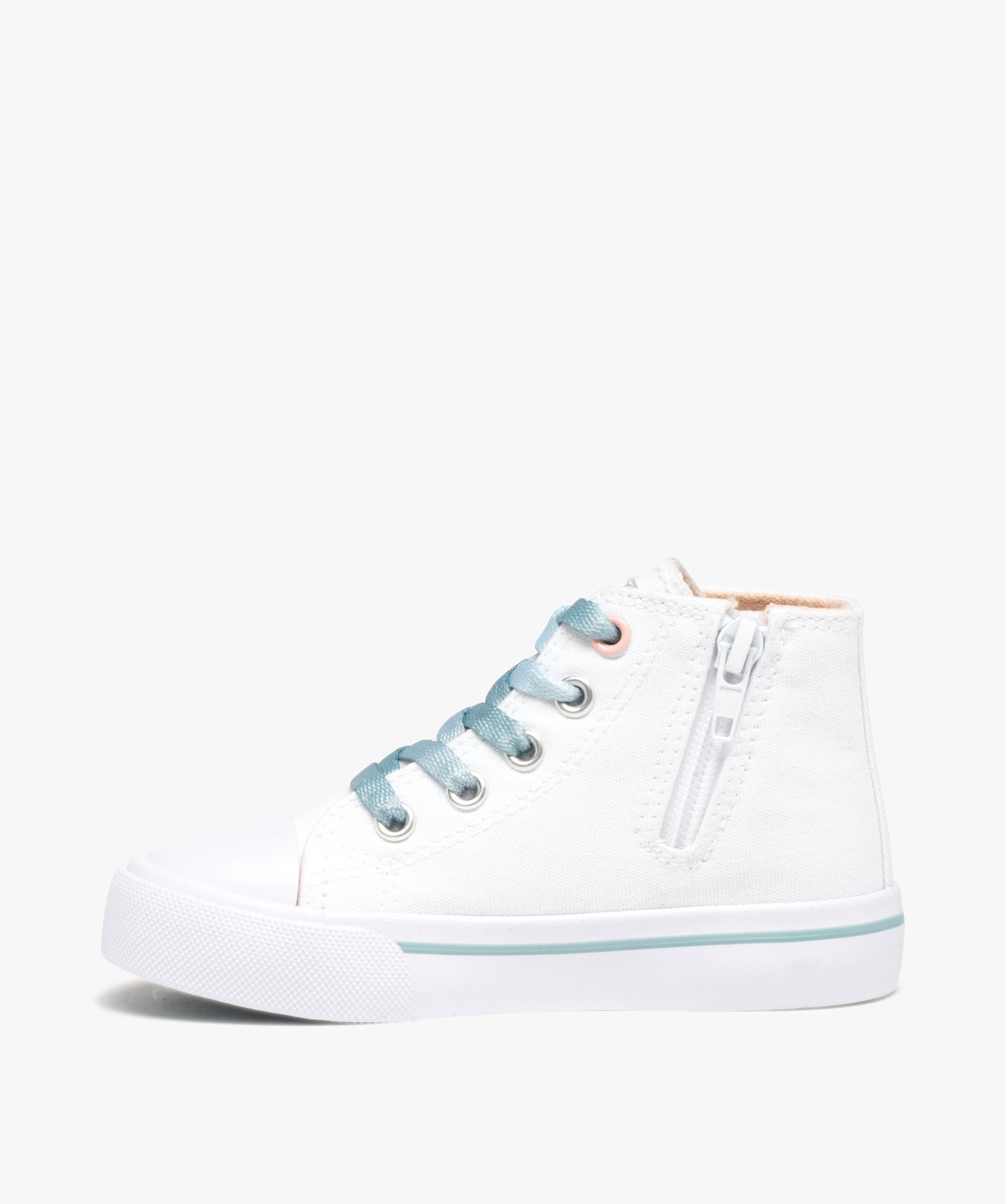 Baskets fille montantes en toile thème océan blanc | GEMO