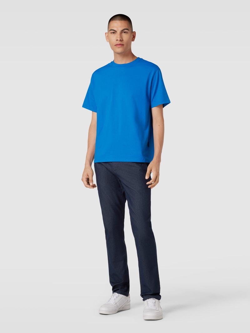Slim Fit Chino mit Strukturmuster in marineblau