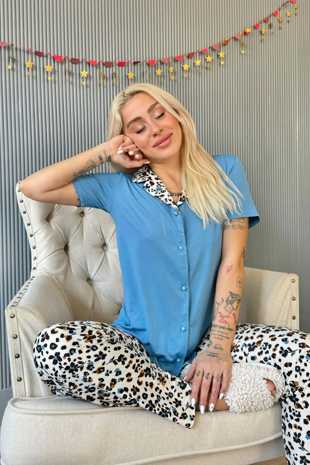 Pijamaevi  Pyjama set - Blau - Unifarben
