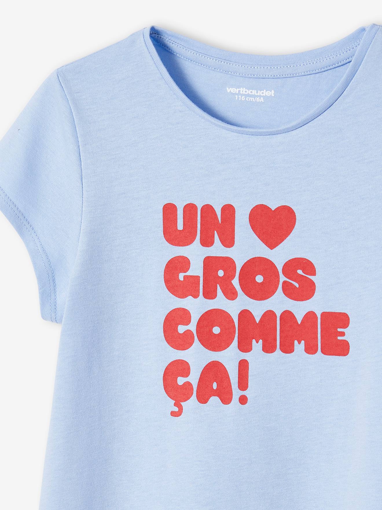 Vertbaudet Mädchen T-Shirt, Message-Print BASIC Oeko-Tex - wollweiß