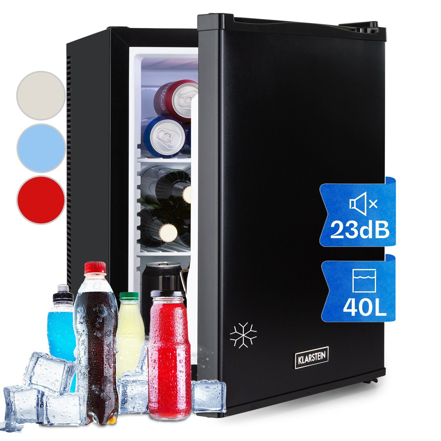 Klarstein Table Top Kühlschrank HEA-HappyHour-42Blk 10035247A, 53.5 cm hoch, 40 cm breit, Hausbar Minikühlschrank ohne Gefrierfach Getränkekühlschrank klein
