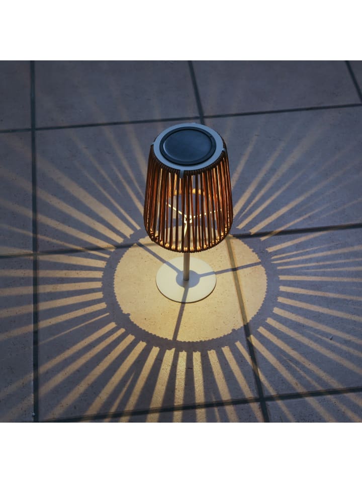 MARELIDA LED Solar Tischleuchte mit Kunststoffseil Korboptik Tischlampe H: 19cm in weiß günstig kaufen onesize