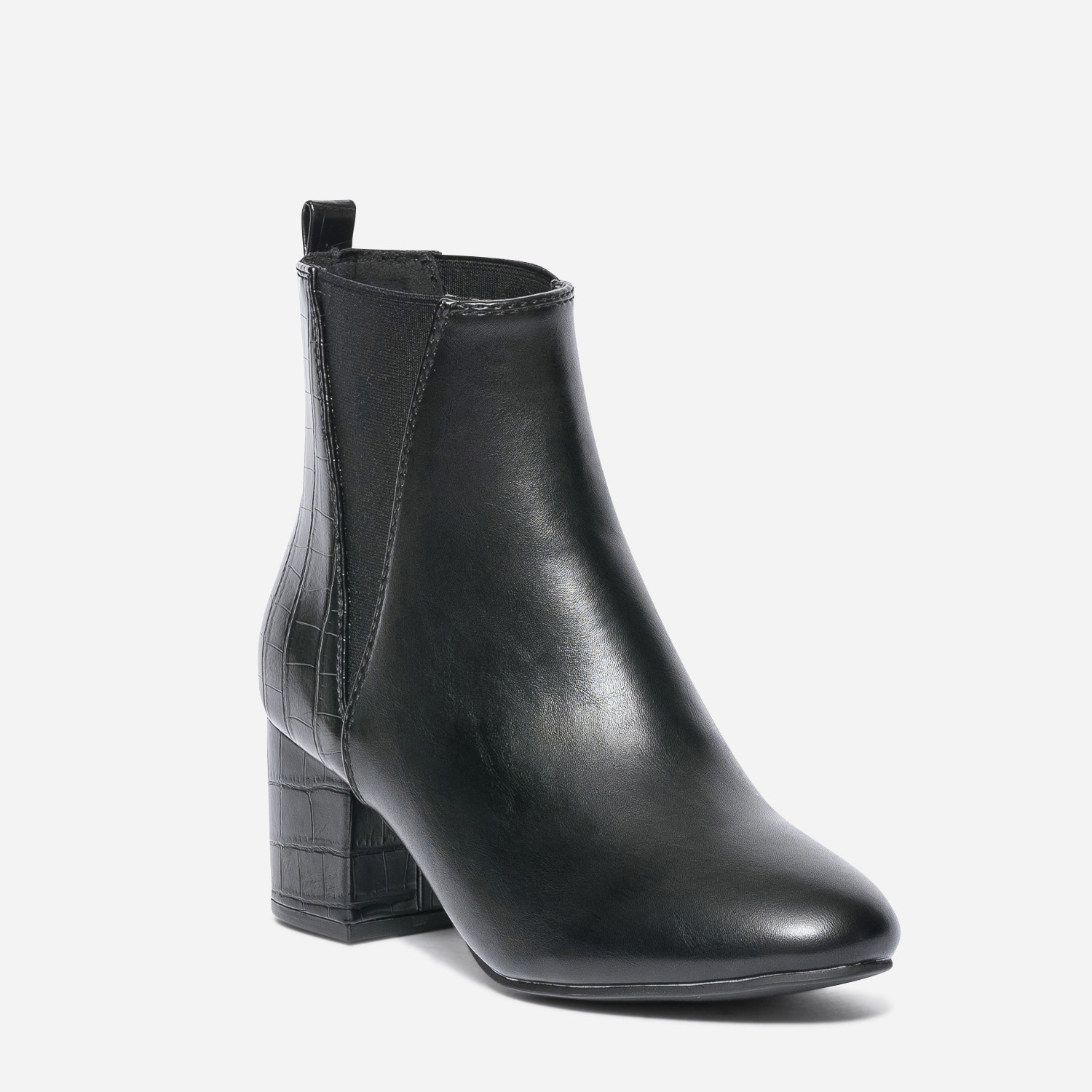 Chelsea boots noir avec embossage croco